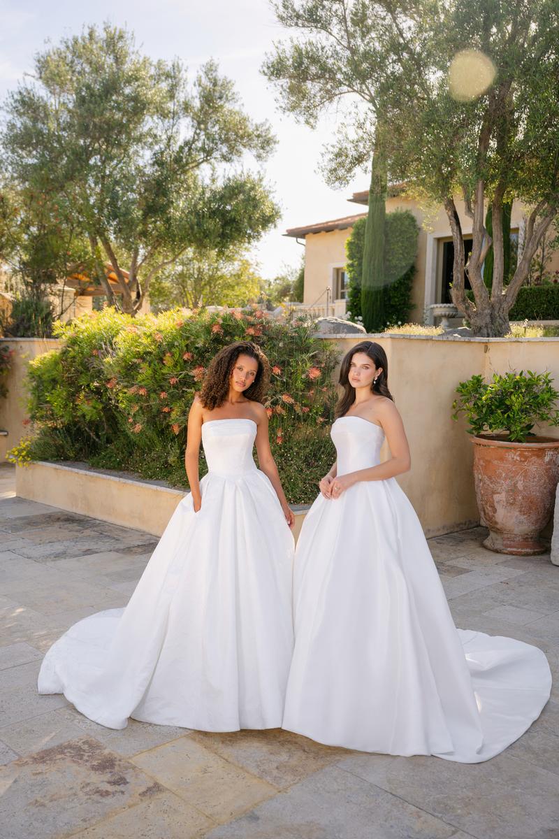 allure wedding dresses Allure Bridals A1400 Satin Jacquard Strapless Bridal Gown