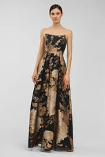 Kay Unger "Willow" Strapless Floral Dress 55115285