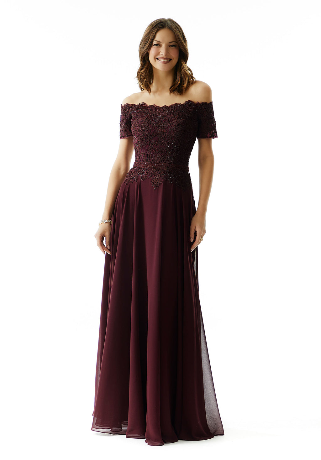 strapless open back dress Berylove Women Navy and Red Mother of the Bride Dress with Half Sleeves V  Neck Pleated A Line Maxi Wedding Guest Dress main image 0