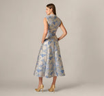 Aidan Mattox Floral Jacquard Collared Midi Dress MD1E209963