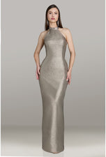 Feriani High Neck Fitted Long Evening Dress 12564
