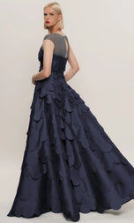 Park 108 Petal A-Line Long Evening Dress M693