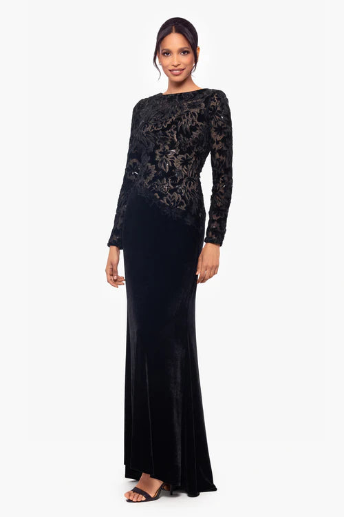 betsy and adam black velvet dress Betsy & Adam Strapless Stretch Velvet Evening Dress A20144