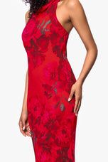 Betsy and Adam "Carly" Floral Chiffon Halter Tie Neck Dress A26926