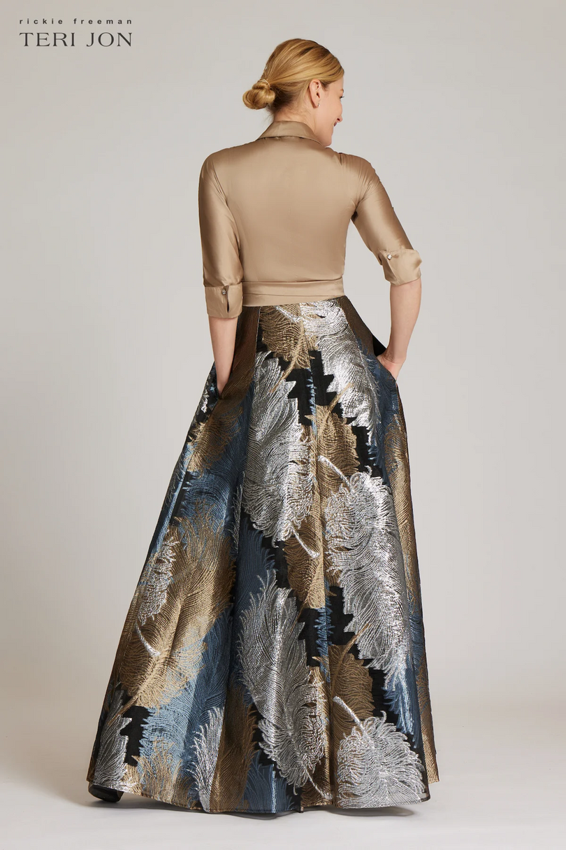 Teri Jon Taffeta Shirt Dress 229016 Teri Jon Taffeta Shirt Dress 229016