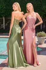 Ladivine Strapless Satin Long Dress C168