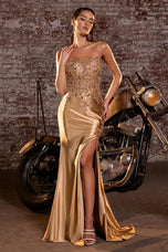 Ladivine Strapless Satin Long Dress C168