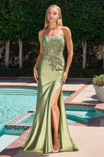 Ladivine Strapless Satin Long Dress C168