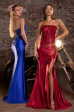 Ladivine Strapless Satin Long Dress C168
