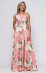 Alex Evening One Shoulder Floral Long Evening Dress 8181287