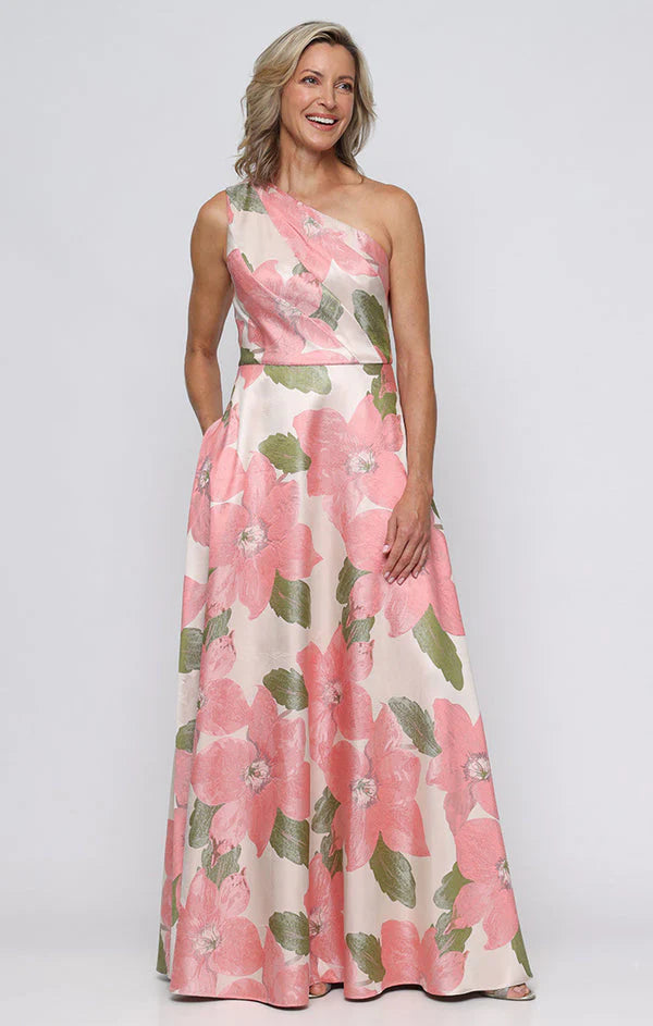 Alex Evening One Shoulder Floral Long Evening Dress 8181287