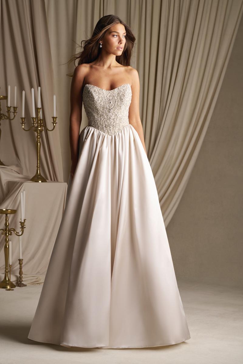 Allure Couture C800 Strapless Sparkling Satin A-line Gown