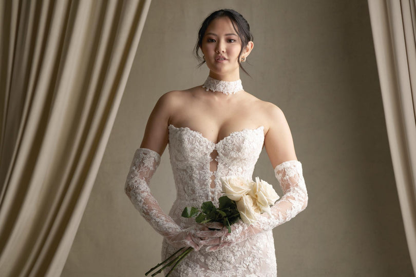 Allure Couture C801 Sheath Lace Cat-Eye Bridal Gown Allure Couture C801 Sheath Lace Cat-Eye Bridal Gown