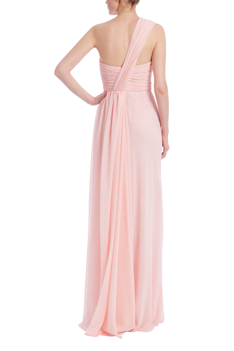 Badgley Mischka Ruched One-Shoulder Evening Gown EG4249 Badgley Mischka Ruched One-Shoulder Evening Gown EG4249