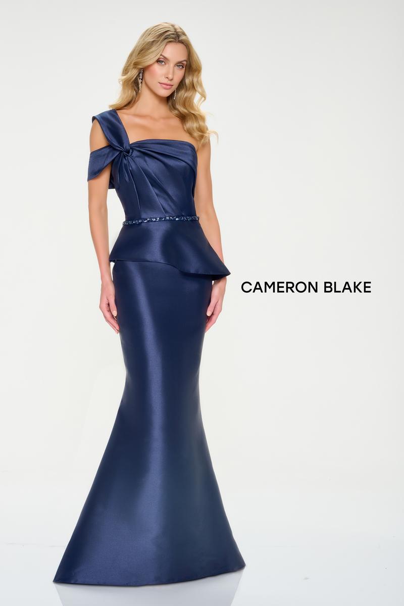 Cameron Blake One Shoulder Peplum Evening Dress CB207 Cameron Blake One Shoulder Peplum Evening Dress CB207