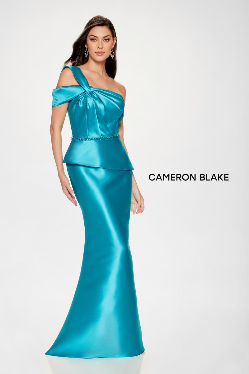 Cameron Blake One Shoulder Peplum Evening Dress CB207