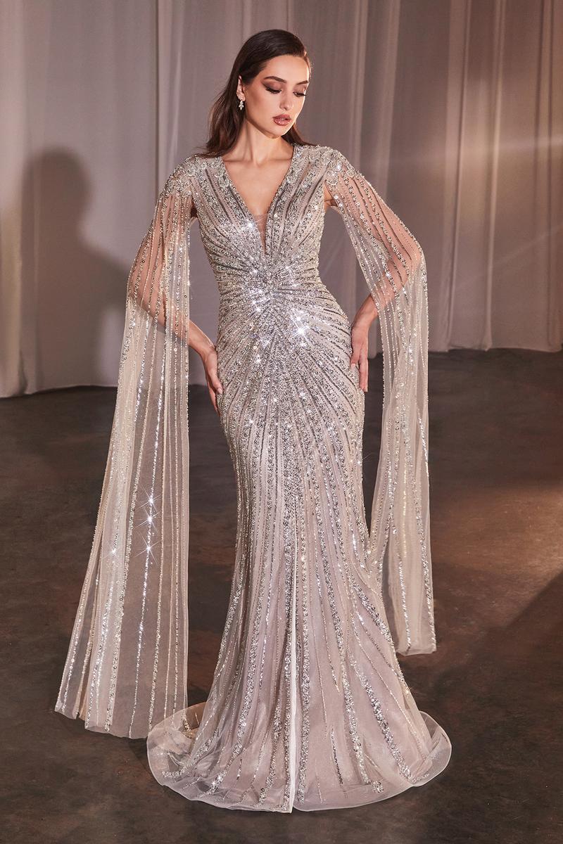 Ladivine Cinderella Long Sleeve Beaded Evening Dress CD0239 Ladivine Cinderella Long Sleeve Beaded Evening Dress CD0239