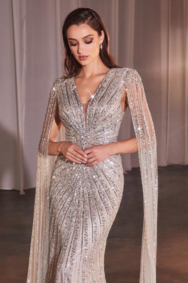 Ladivine Cinderella Long Sleeve Beaded Evening Dress CD0239 Ladivine Cinderella Long Sleeve Beaded Evening Dress CD0239