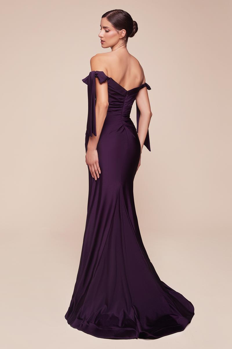 Long Formal Prom Dress with Shoulder Bows CD943 - Emerald / 6 Long Formal Prom Dress with Shoulder Bows CD943 - Emerald / 6
