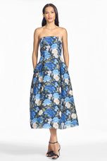 Sachin & Babi Strapless "Shay" Tea Length Floral Print Dress
