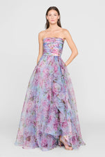 Theia Strapless Floral "Fahreta" Dress 88116064