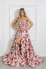 Sherri Hill Strapless Corset Floral Prom Dress 57723
