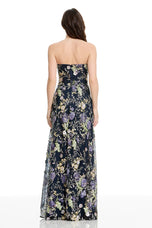 Dress The Population Strapless 3D Floral Long Dress DDRM69