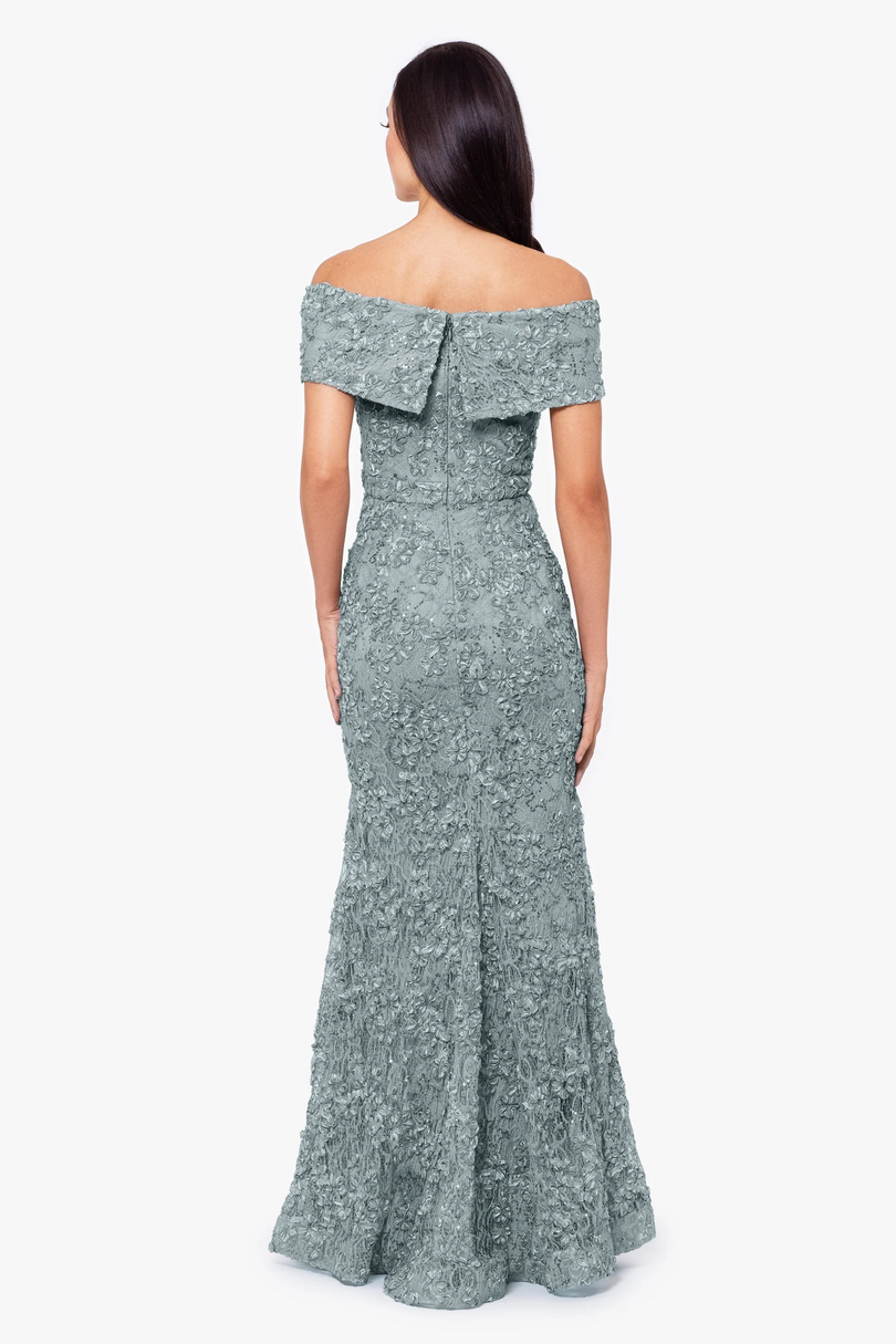 xscape off the shoulder lace dress XSCAPE Women's Sequined Lace Off-The-Shoulder Gown