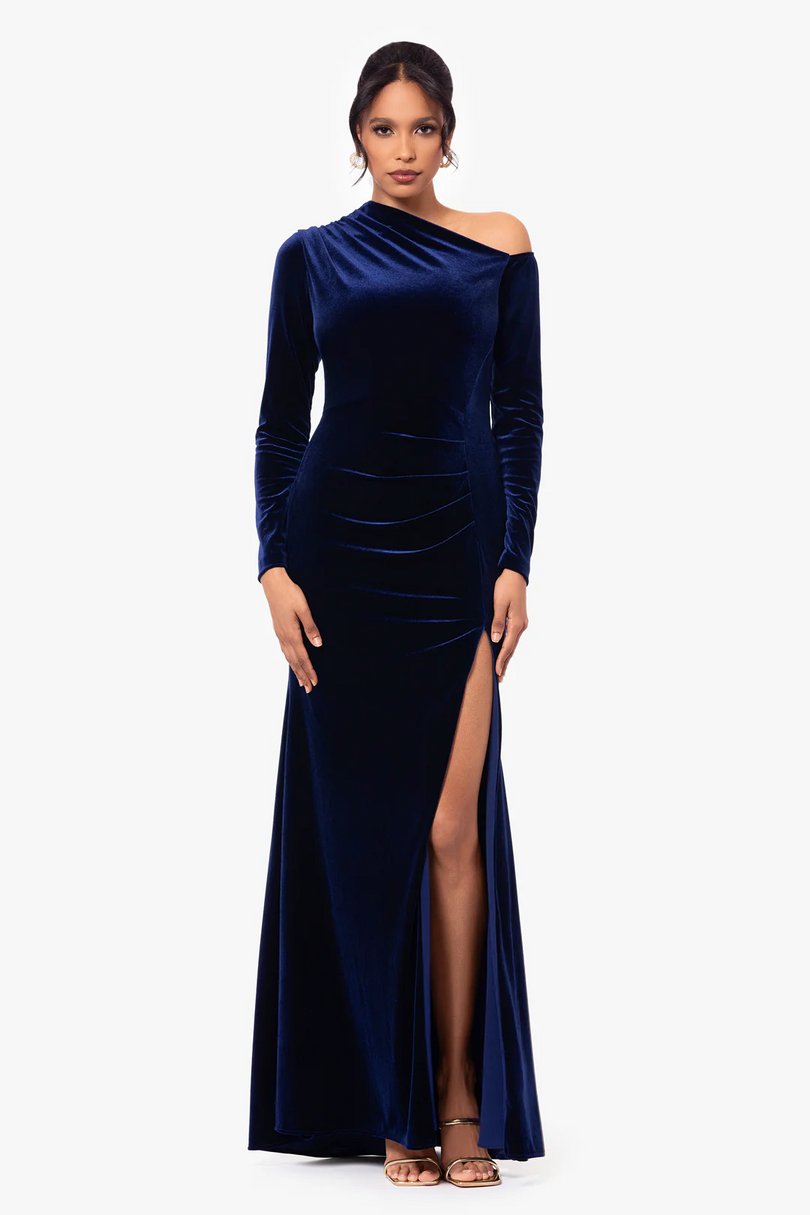 Betsy & Adam "Annette" Velvet Drop Shoulder Dress A25329 Betsy & Adam "Annette" Velvet Drop Shoulder Dress A25329