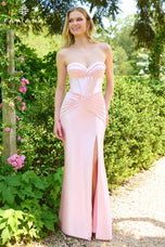 Faviana Satin Ruched Corset Prom Dress E11422