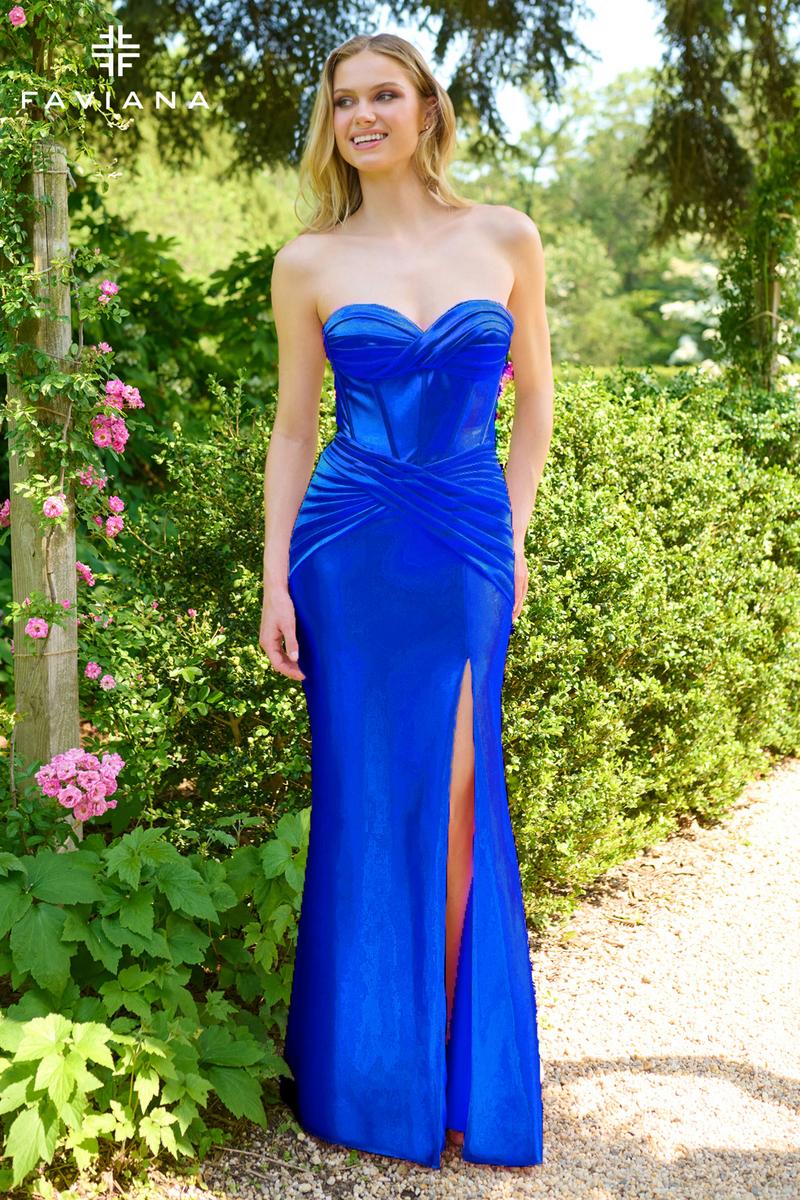 Faviana Satin Ruched Corset Prom Dress E11422