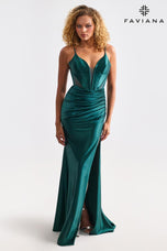 Faviana Illusion Satin Prom Dress E11456