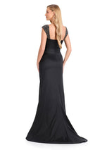 ASHLEYlauren Simple Taffeta Dress With Sleeves E12096