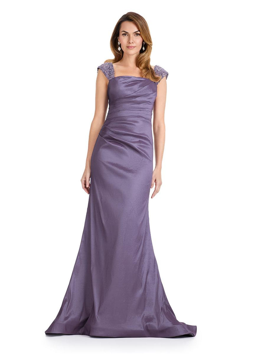 purple acetate taffeta dress Vintage Purple Taffeta Maxi Dress: 80s/90s Metallic Gown, Petite Size 6