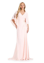 ASHLEYlauren Draped Sleeves Long Evening Dress E12101