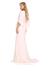 ASHLEYlauren Draped Sleeves Long Evening Dress E12101