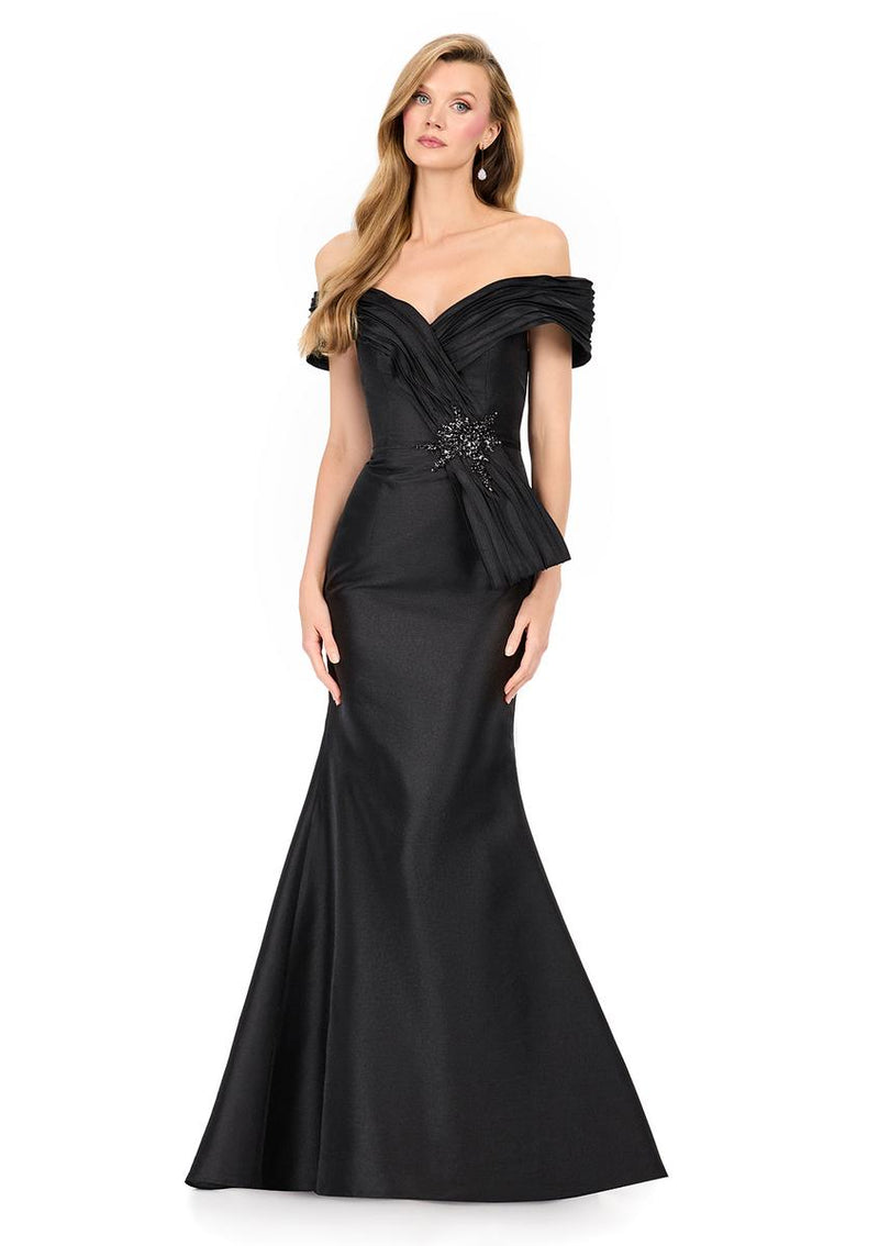 ASHLEYlauren Structured Off-Shoulder Evening Gown E12103