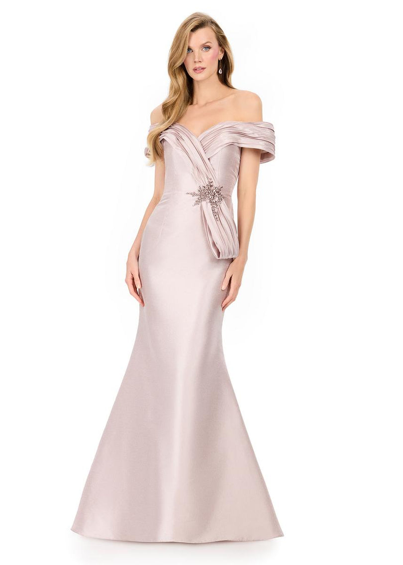 ASHLEYlauren Structured Off-Shoulder Evening Gown E12103
