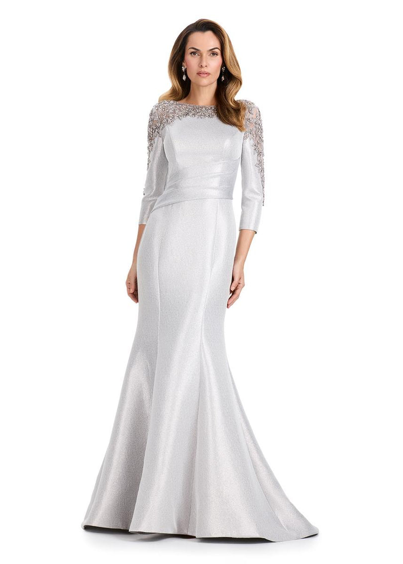ASHLEYlauren 3/4 Sleeve Embellished Fitted Dress E12115 ASHLEYlauren 3/4 Sleeve Embellished Fitted Dress E12115