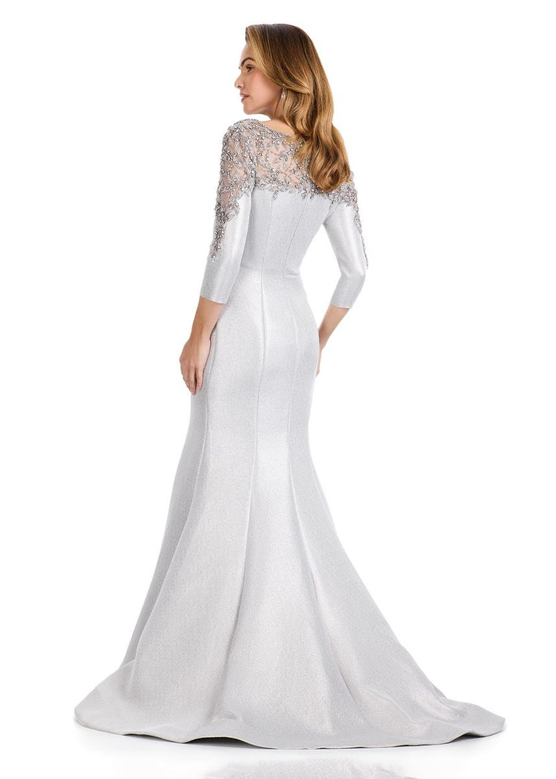 ASHLEYlauren 3/4 Sleeve Embellished Fitted Dress E12115