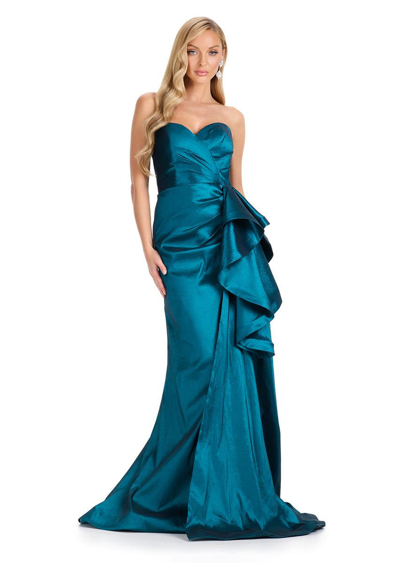 ASHLEYlauren Strapless Taffeta Evening Dress E12118