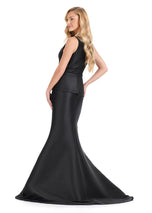 ASHLEYlauren Tuxedo Peplum Mermaid Long Dress E12131
