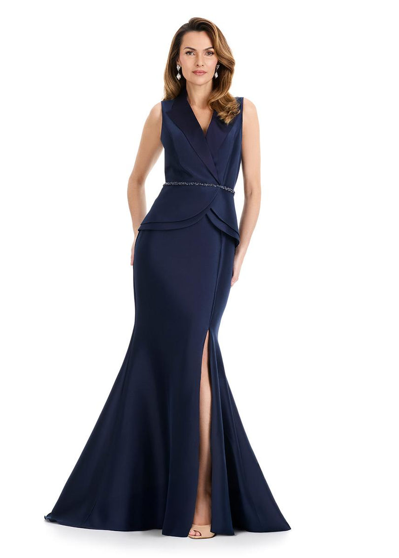 ASHLEYlauren Tuxedo Peplum Mermaid Long Dress E12131