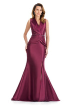 ASHLEYlauren Tuxedo Peplum Mermaid Long Dress E12131