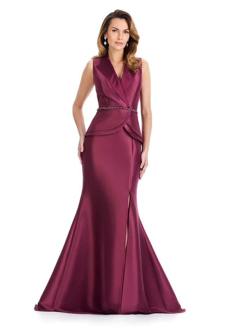 ASHLEYlauren Tuxedo Peplum Mermaid Long Dress E12131