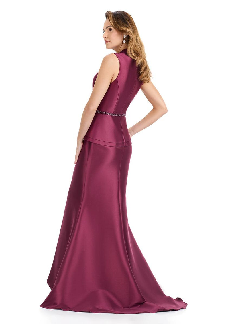 ASHLEYlauren Tuxedo Peplum Mermaid Long Dress E12131