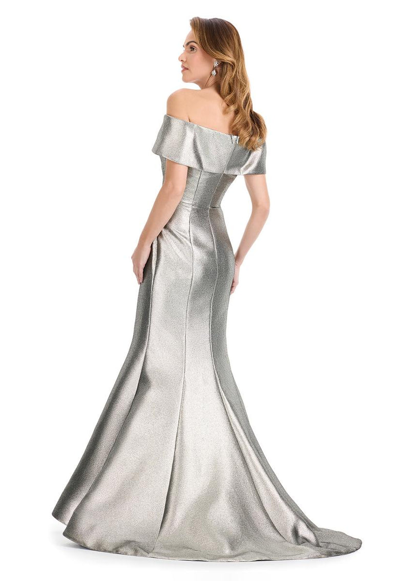 ASHLEYlauren Off The Shoulder Metallic Mermaid Dress E12135