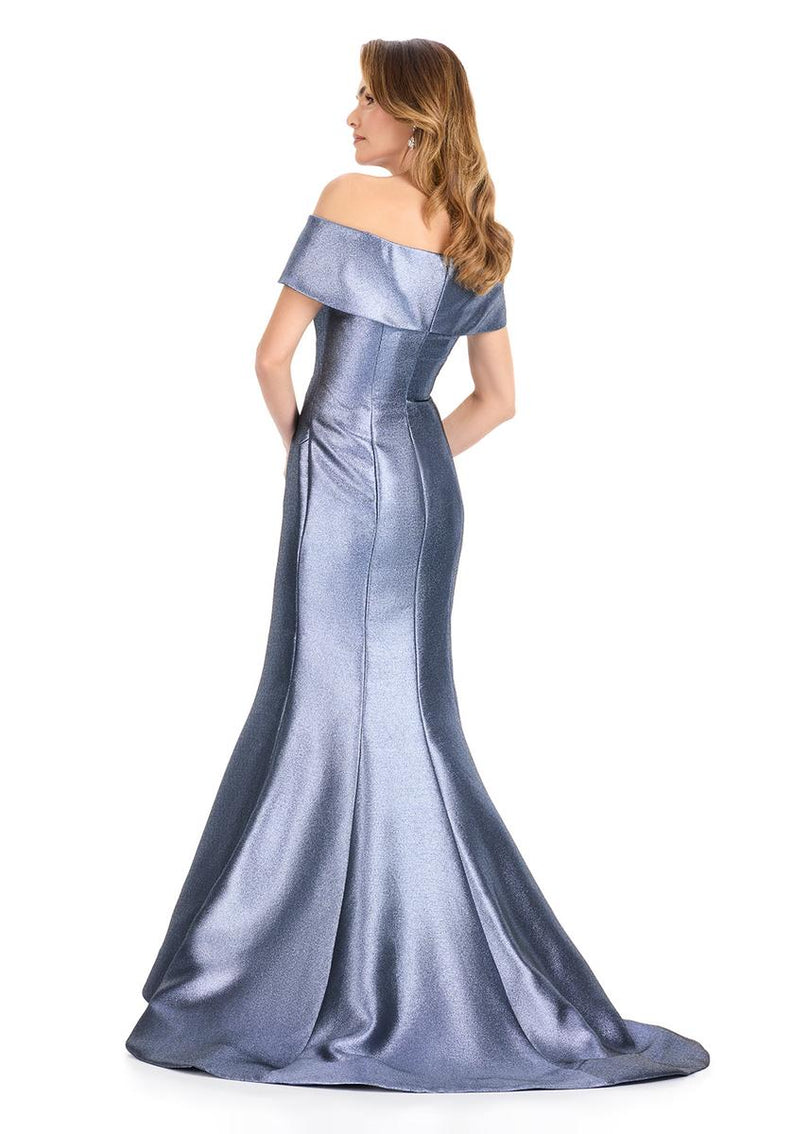 ASHLEYlauren Off The Shoulder Metallic Mermaid Dress E12135
