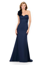 ASHLEYlauren Rosette One Shoulder Fitted Long Dress E12158