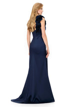 ASHLEYlauren Rosette One Shoulder Fitted Long Dress E12158